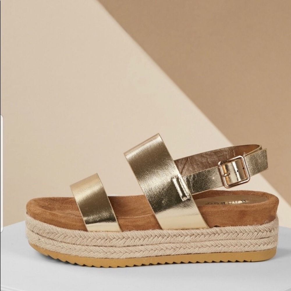 Metallic double strap buckle slingback platforms